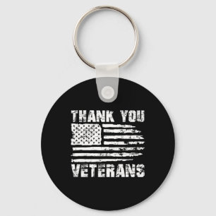 Thank You Veterans American Flag Proud Veteran Key Ring