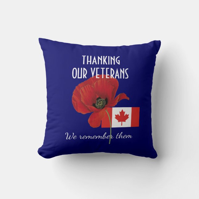 THANK YOU VETERANS Canada Poppy Cushion (Front)