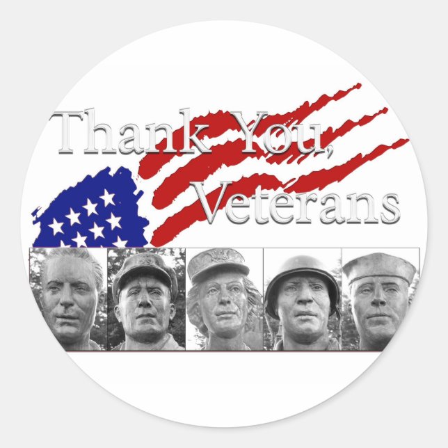 Thank You Veterans Classic Round Sticker (Front)