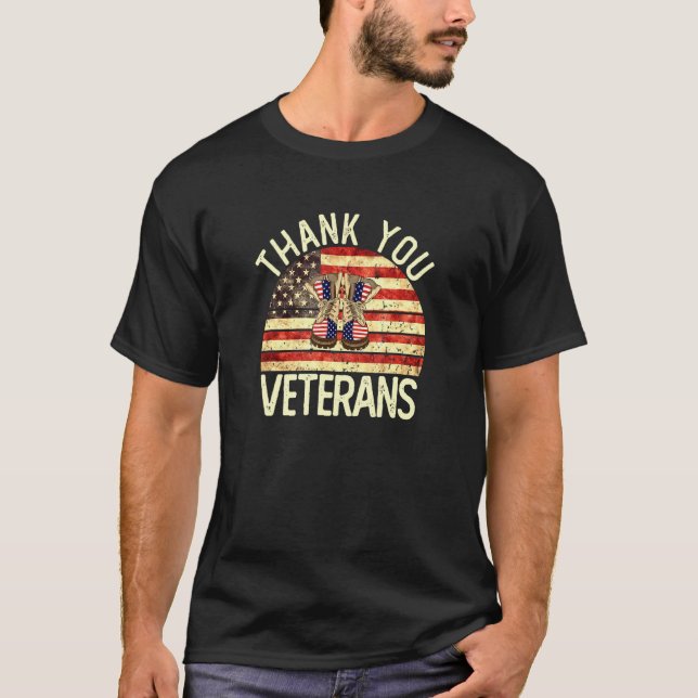 Thank You Veterans Combat Boots Patriotic American T-Shirt (Front)