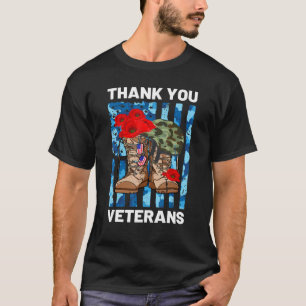 Thank You Veterans Combat Boots poppy Flower Veter T-Shirt