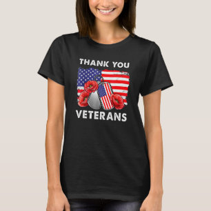 Thank You Veterans Combat Boots Poppy Flower Veter T-Shirt