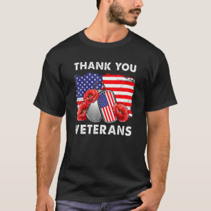 Thank You Veterans Combat Boots Poppy Flower Veter T-Shirt
