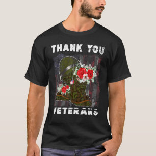 Thank You Veterans Combat Boots Poppy Flower Veter T-Shirt