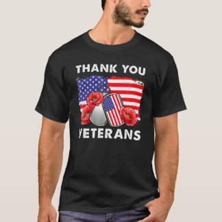Thank You Veterans Combat Boots Poppy Flower Veter T-Shirt