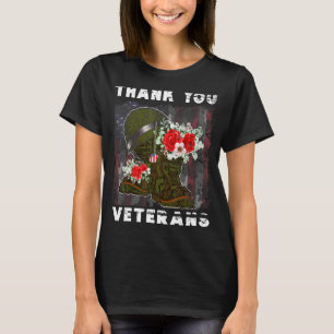Thank You Veterans Combat Boots Poppy Flower Veter T-Shirt