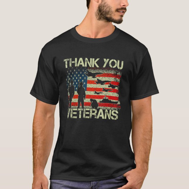 Thank You Veterans Combat Boots Poppy Flower Veter T-Shirt (Front)