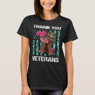 Thank You Veterans Combat Boots Poppy Flower Veter T-Shirt