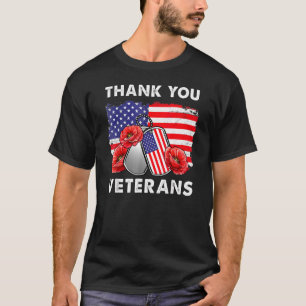 Thank You Veterans Combat Boots Poppy Flower Veter T-Shirt