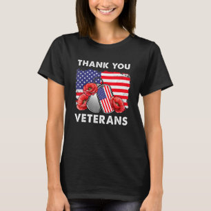 Thank You Veterans Combat Boots Poppy Flower Veter T-Shirt