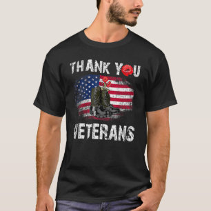 Thank You Veterans Combat Boots Poppy Flowers Memo T-Shirt