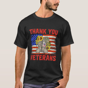 Thank You Veterans Combat Boots Sunflower Veteran T-Shirt