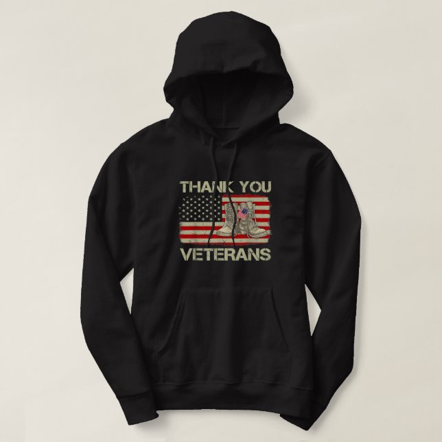 Thank You Veterans Combat Boots Veteran Day Americ Hoodie (Design Front)
