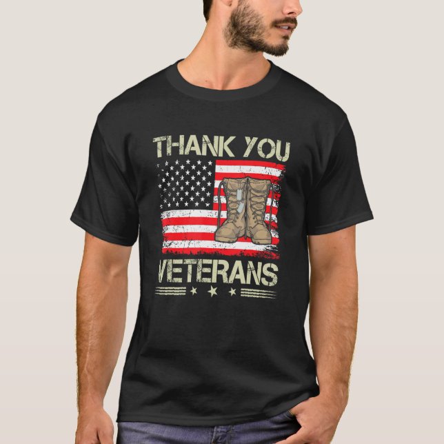 Thank You Veterans Combat Boots Veteran Day Americ T-Shirt (Front)