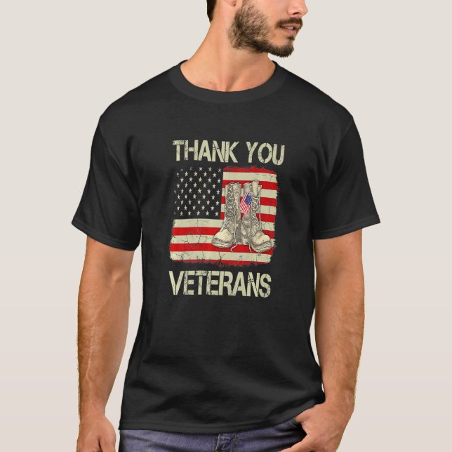 Thank You Veterans Combat Boots Veteran Day Americ T-Shirt (Front)