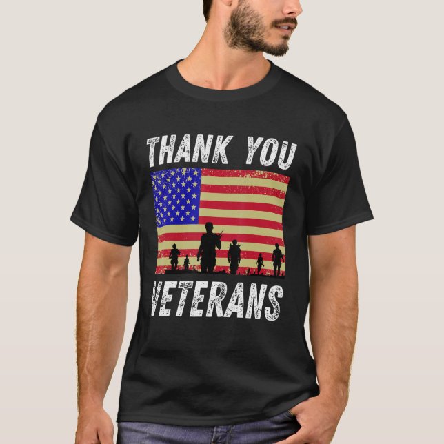 Thank You Veterans Combat Boots Veteran Day Americ T-Shirt (Front)