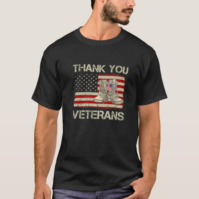 Thank You Veterans Combat Boots Veteran Day Americ T-Shirt (Front)