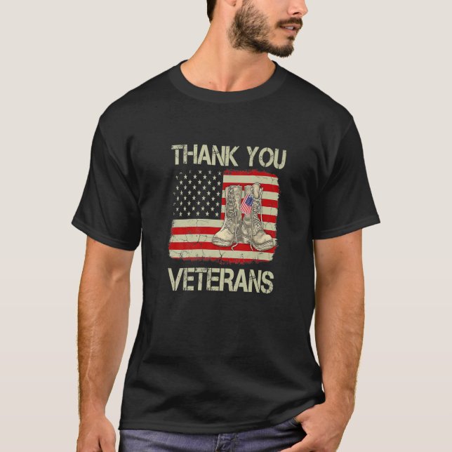 Thank You Veterans Combat Boots Veteran Day Americ T-Shirt (Front)