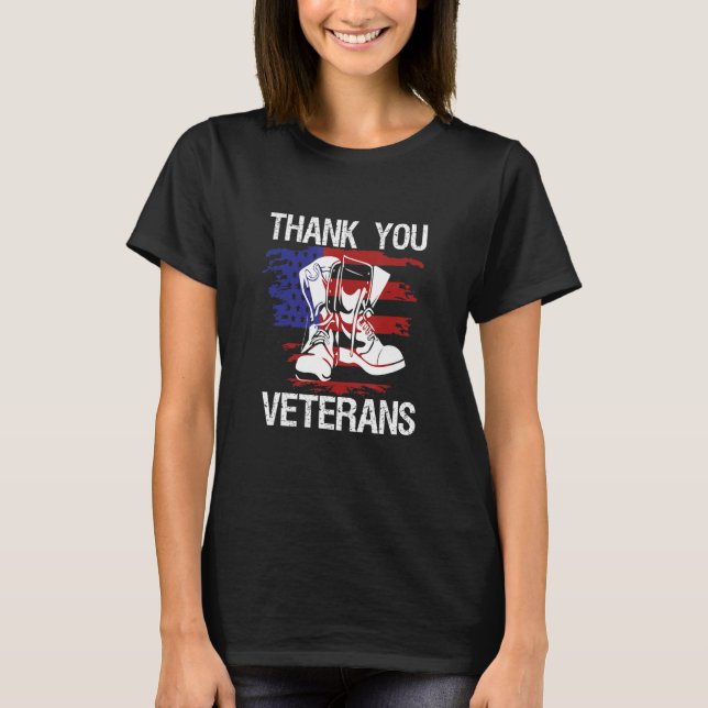 Thank You Veterans Combat Boots Veteran Day Americ T-Shirt (Front)