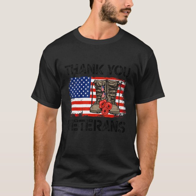 Thank You Veterans Combat Boots Veteran Day Americ T-Shirt (Front)