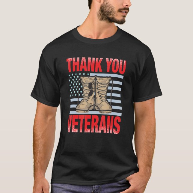 Thank You Veterans Combat Boots Veteran Day T-Shirt (Front)