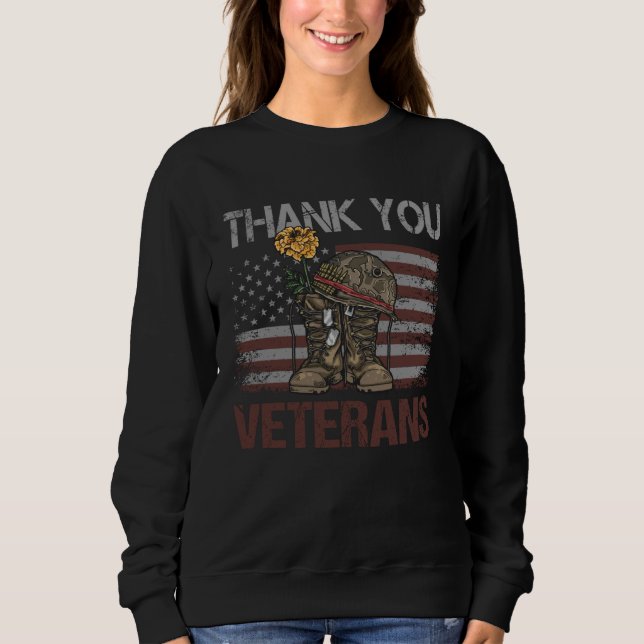 Thank You Veterans Combat Boots Veterans Day Ameri Sweatshirt (Front)