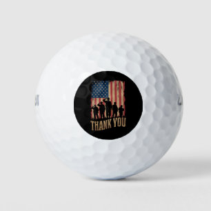 Thank You Veterans Day American Flag Vintage Golf Balls