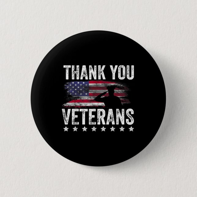 Thank You Veterans Day Memorial Day Partiotic Mili 6 Cm Round Badge (Front)