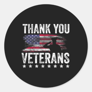 Thank You Veterans Day Memorial Day Partiotic Mili Classic Round Sticker