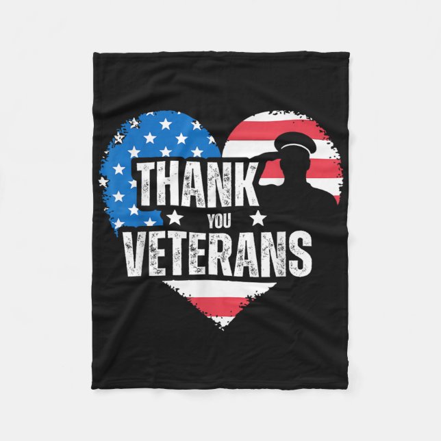 Thank You Veterans Day Memorial Day Partiotic Mili Fleece Blanket (Front)