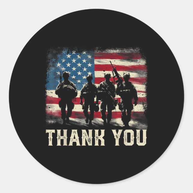 Thank You Veterans Day Memorial Day Partiotic Usa  Classic Round Sticker (Front)