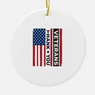 Thank You Veterans Distressed Flag Vector Design_1 Ceramic Tree Decoration