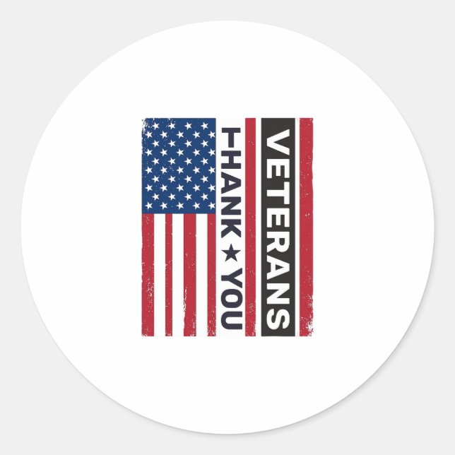 Thank You Veterans Distressed Flag Vector Design_1 Classic Round Sticker (Front)