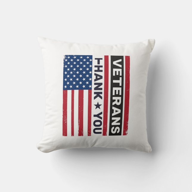Thank You Veterans Distressed Flag Vector Design_1 Cushion (Front)