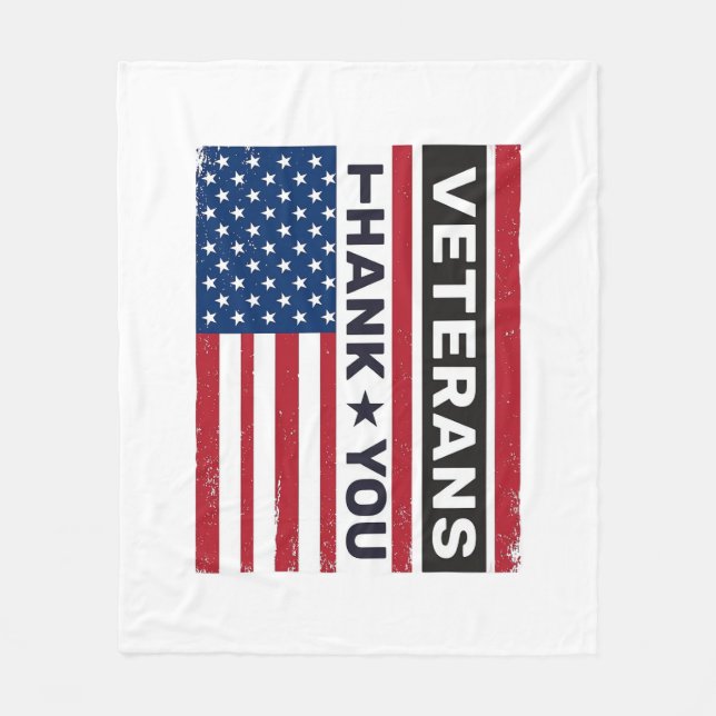 Thank You Veterans Distressed Flag Vector Design_1 Fleece Blanket (Front)