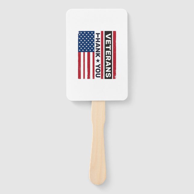 Thank You Veterans Distressed Flag Vector Design_1 Hand Fan (Front)