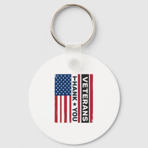 Thank You Veterans Distressed Flag Vector Design_1 Key Ring
