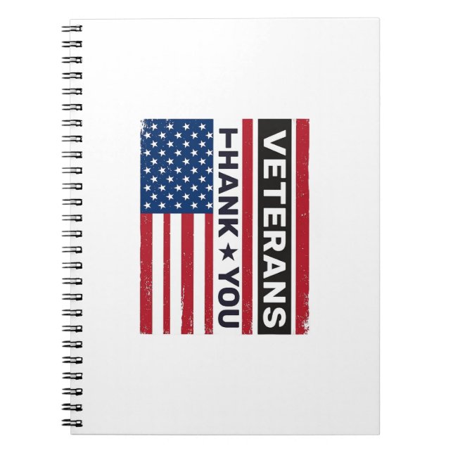 Thank You Veterans Distressed Flag Vector Design_1 Notebook (Front)