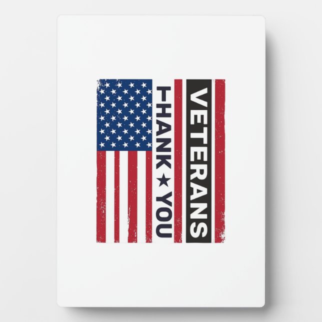 Thank You Veterans Distressed Flag Vector Design_1 Plaque (Front)