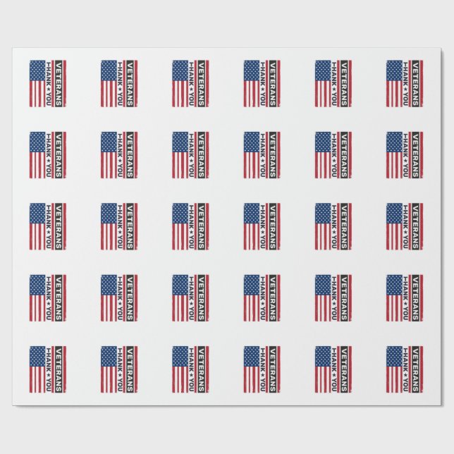 Thank You Veterans Distressed Flag Vector Design_1 Wrapping Paper (Flat)