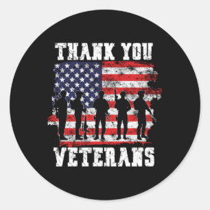 Thank You Veterans For Veterans Day Classic Round Sticker
