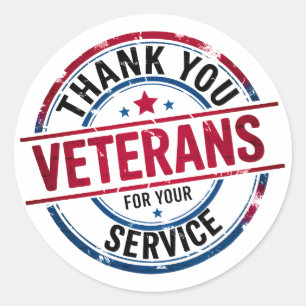 Thank You Veterans for Your Service Classic Round Sticker