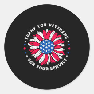 Thank You Veterans For Your Service Sunflower Vete Classic Round Sticker
