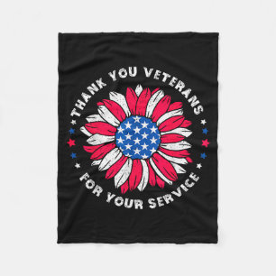 Thank You Veterans For Your Service Sunflower Vete Fleece Blanket