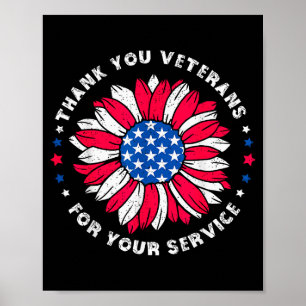 Thank You Veterans For Your Service Sunflower Vete Poster