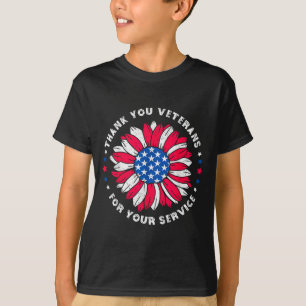 Thank You Veterans For Your Service Sunflower Vete T-Shirt