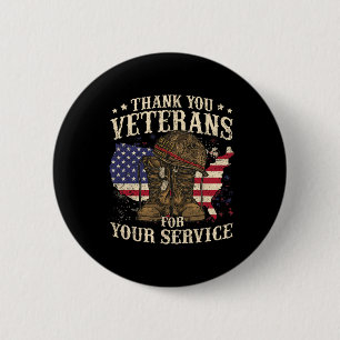 Thank You Veterans For Your Service Veterans Day  6 Cm Round Badge