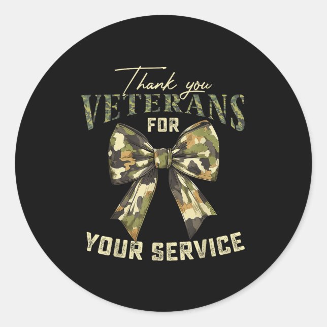 Thank You Veterans For Your Service Veterans Day  Classic Round Sticker (Front)