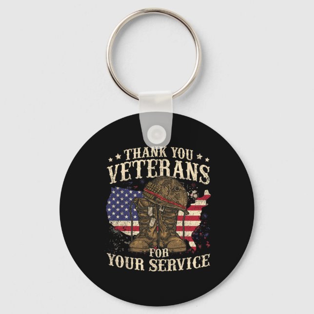Thank You Veterans For Your Service Veterans Day  Key Ring (Front)