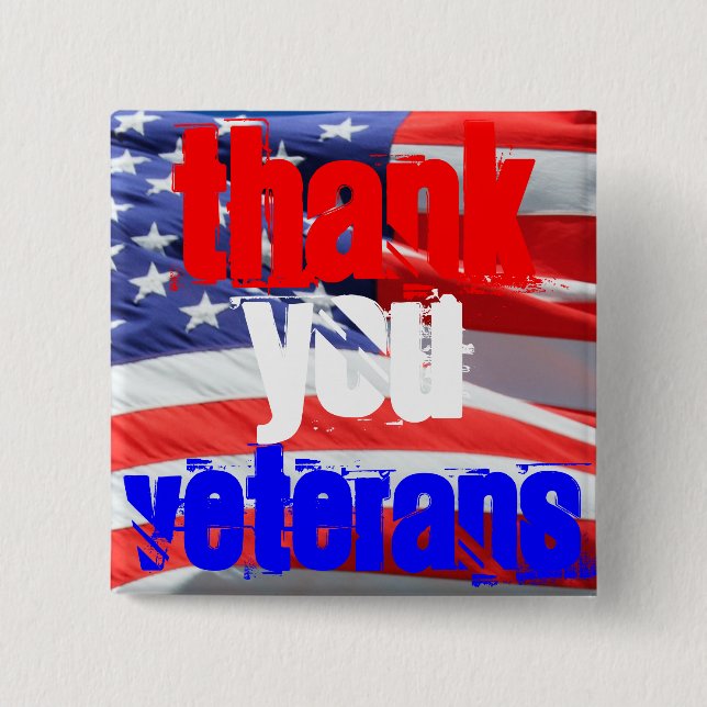 Thank You Veterans Love Respect Gratitude 15 Cm Square Badge (Front)